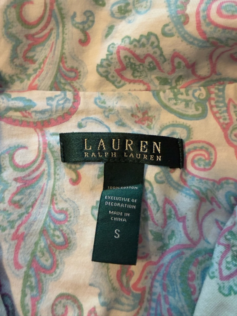 Lauren Ralph Lauren Paisley Nightshirt Small Cotton Button Front Sleep Shirt - Picture 4 of 5